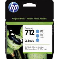 HP Inktcartridge 712 Origineel Triple Cyaan 3ED77A - thumbnail