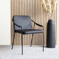 Nohr Eetkamerstoel 'Prescott' Lederlook, kleur Zwart - thumbnail