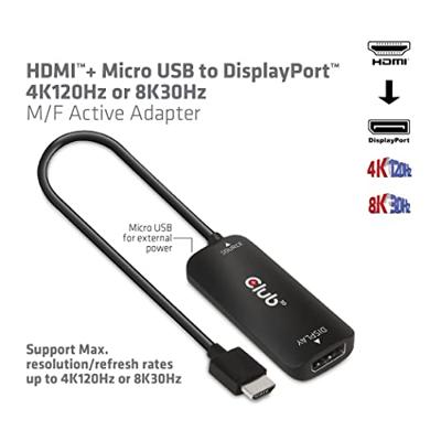 Club 3D HDMI + Micro USB naar DisplayPort Active Adapter