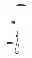 Tres Shower Technology elektronische inbouwthermostaat met regendouche type 38cm, baduitloop en handdouche mat zwart - thumbnail
