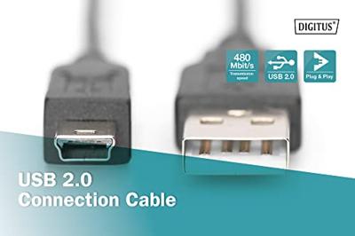 Digitus USB-kabel USB 2.0 USB-A stekker, USB-mini-B stekker 1.80 m Zwart Met OTG-functie AK-300108-018-S Digitus USB-kabel USB 2.0 USB-A stekker, USB-mini-B stekker 1.80 m Zwart Met OTG-functie AK-300108-018-S