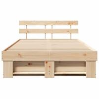Bedframe met hoofdeinde Bruin 120 x 200 cm Massief grenenhout - thumbnail