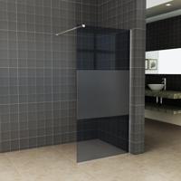 Wiesbaden Inloopdouche Slim Rookglas met Middenband 100x200 8 mm Nano Coating - thumbnail