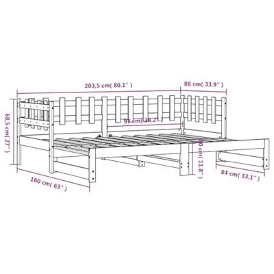 Slaapbank uitschuifbaar 2x(80x200) cm massief grenenhout zwart