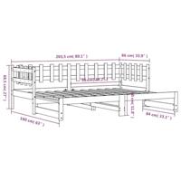 Slaapbank uitschuifbaar 2x(80x200) cm massief grenenhout zwart - thumbnail