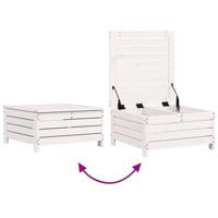 Tuinvoetenbank met kussen massief grenenhout wit - thumbnail