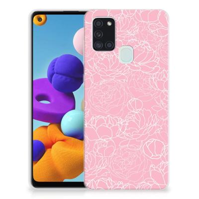 Samsung Galaxy A21s | TPU Case | White Flowers