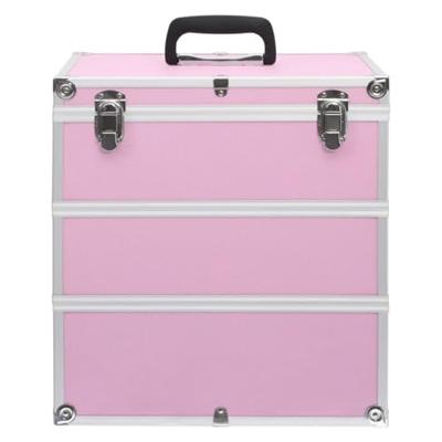 VidaXL Make-up koffer 37x24x40 cm aluminium roze - thumbnail