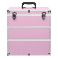 VidaXL Make-up koffer 37x24x40 cm aluminium roze - thumbnail