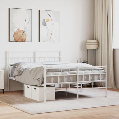 Bedframe met hoofd- en voeteneinde metaal wit 135x190 cm