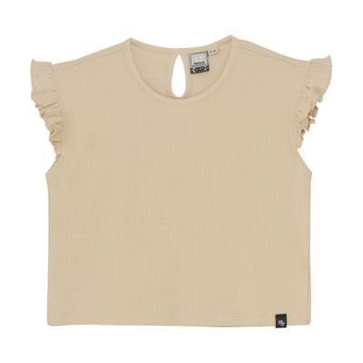 Ruffle Sleeve Cropped Top Sandshell