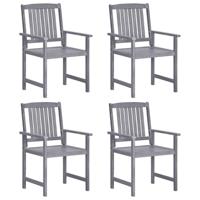 Tuinstoelen 4 st massief acaciahout grijs - thumbnail