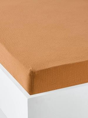 Baby dekbedovertrek effen in biologisch katoenen gaas* okergeel