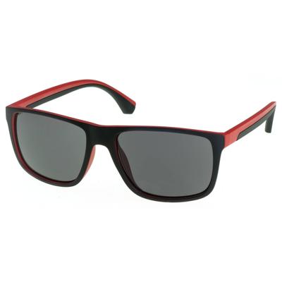 Bernardino zonnebril unisex rechthoekig matzwart/rood (9235 C)