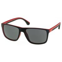 Bernardino zonnebril unisex rechthoekig matzwart/rood (9235 C) - thumbnail