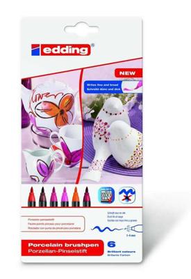 Edding porselein-penseelstift e-4200 warm set van 6