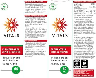 Vitals Elementair Zink Koper Druppels Vitals Elementair Zink Koper Druppels