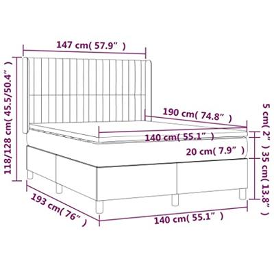 Boxspring met matras en LED stof crèmekleurig 140x190 cm - thumbnail