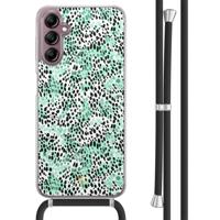 Samsung Galaxy A14 hoesje met koord - Luipaard mint - thumbnail