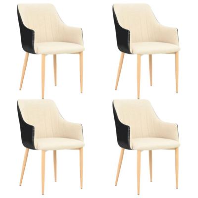 vidaXL Eetkamerstoelen 4 st stof zwart en crème vidaXL Eetkamerstoelen 4 st stof zwart en crème