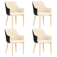 vidaXL Eetkamerstoelen 4 st stof zwart en crème - thumbnail