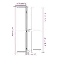 Kamerscherm met 3 panelen massief paulowniahout wit - thumbnail