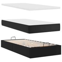 Ottomaanse bed met matras 90x200cm kunstleer zwart - thumbnail