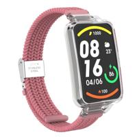 Braided nylon bandje met case - Roze - Xiaomi Smart band 7 Pro - thumbnail
