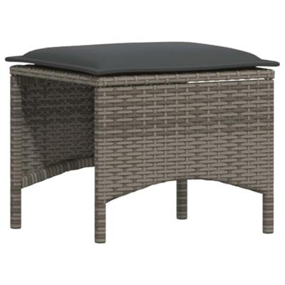 5-delige Loungeset met kussens poly rattan grijs