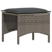 4-delige Loungeset met kussens poly rattan grijs - thumbnail