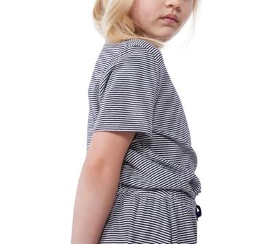 Pyjama kind met korte mouwen en wijde pijpen, gestreept PETIT BATEAU marineblauw Pyjama kind met korte mouwen en wijde pijpen, gestreept PETIT BATEAU marineblauw