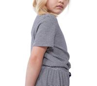 Pyjama kind met korte mouwen en wijde pijpen, gestreept PETIT BATEAU marineblauw - thumbnail