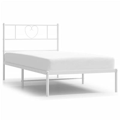 Bedframe met hoofdbord metaal wit 90x190 cm Bedframe met hoofdbord metaal wit 90x190 cm