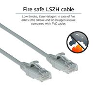 ACT DC9001 LSZH U/UTP CAT6 Datacenter Slimline Patchkabel Snagless | RJ45 connectoren | Grijs | 1 meter - thumbnail