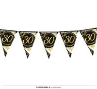 Vlaggenlijn Sterren zwart/wit/goud 30 Jaar (3m) - thumbnail