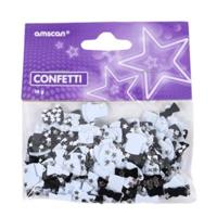 Amscan Confetti hoeden en strikjes metallic zwart/wit 14 g | 48 stuks - thumbnail