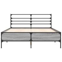 Bedframe bewerkt hout metaal grijs sonoma eiken 140x190 cm - thumbnail