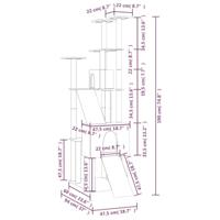 VidaXL Kattenmeubel met sisal krabpalen 190 cm donkergrijs - thumbnail