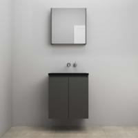 On-Line Badkamermeubelset - 60 cm - Voorgemonteerd - Greeploze Ladestructuur - Acryl Wastafel - zonder Kraangat - Spiegelkast - Mat Antraciet - thumbnail