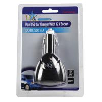 HQ p. sup. usb202 dubbele usb autolader met 12 v aansluiting - thumbnail