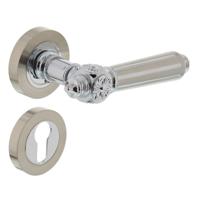Deurkruk 1716 Julietta op rond rozet 7mm nokken met profielcilindergat plaatjes chroom/nikkel mat - thumbnail