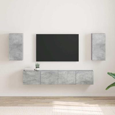 TV Wandkast 2 pcs Beton 30 x 31 x 60 cm Bewerkt hout