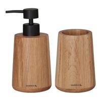 Sealskin Badkamerset - Zeepdispenser 150 ml/Tandenborstelbeker Earth Eiken - thumbnail