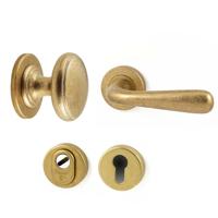 Hardbrass Voordeurset Pragma/Silvia 3-delig linkswijzend SKG3 met kerntrekbeveiliging - messing getrommeld - thumbnail