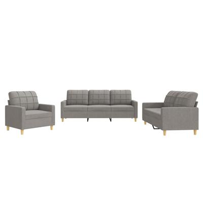 3-delige Loungeset met kussens stof taupe