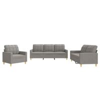 3-delige Loungeset met kussens stof taupe - thumbnail