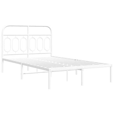 Bedframe met hoofdbord metaal wit 120x190 cm