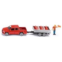 Siku Volkwagen pick up met kantelaanhangwagen rood/zilver (3543) - thumbnail