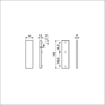 AMI Veiligheidsbeslag 193*50 Buiten en Binnen Geheel Blind F2 Deurdikte 38/42 Mm - 831091