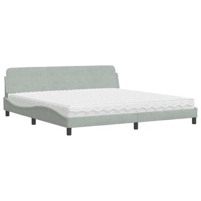 Bed met matras "Dover" fluweel lichtgrijs 200x200 cm